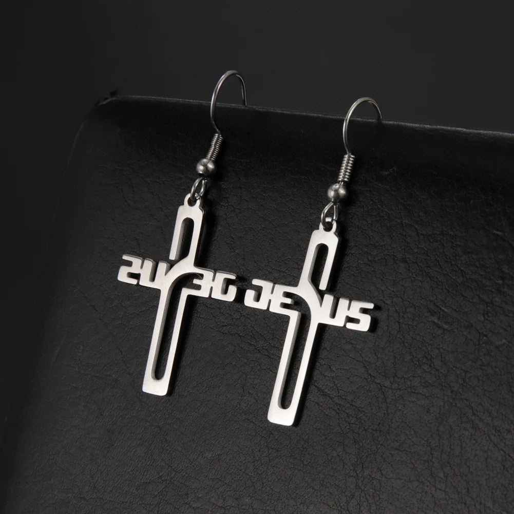 Stainless Steel Cross Dangle Earrings – Trendy and Elegant Statement