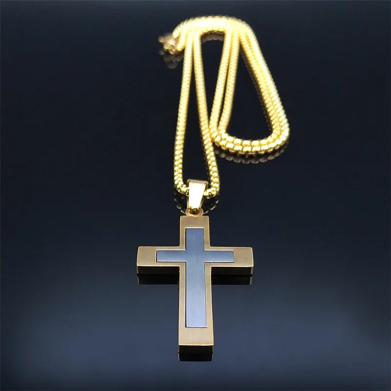 Punk Stainless Steel Cross Circle Pendant – Bold Style with a Modern Edge