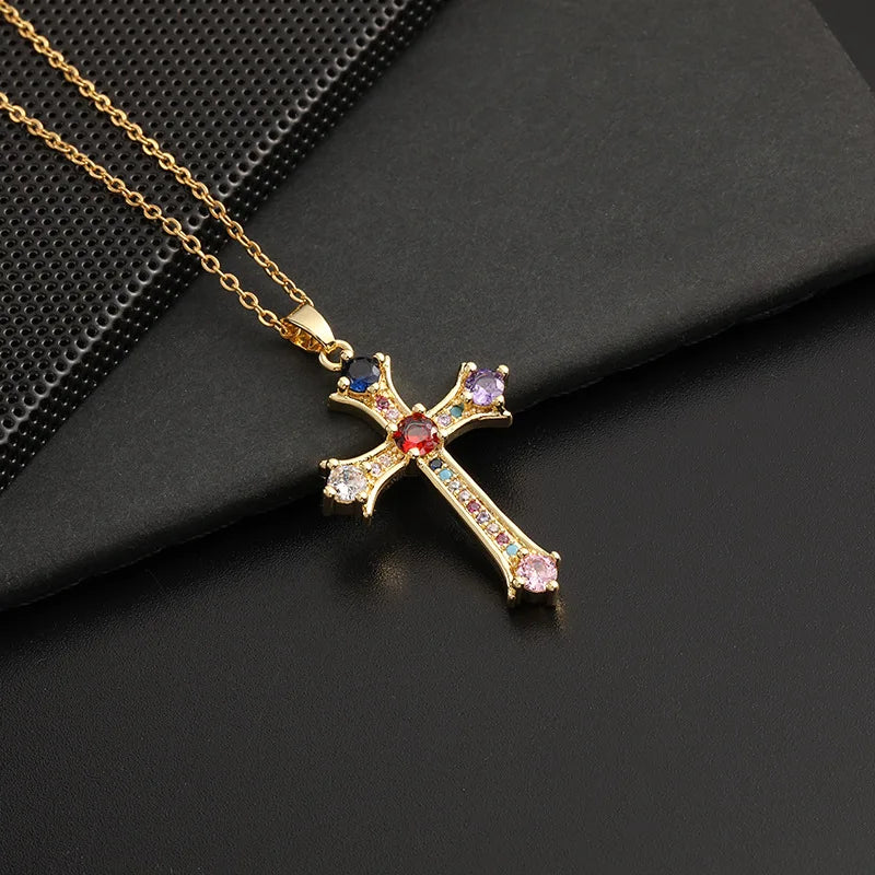 Delicate Gold Zircon Cross Necklace